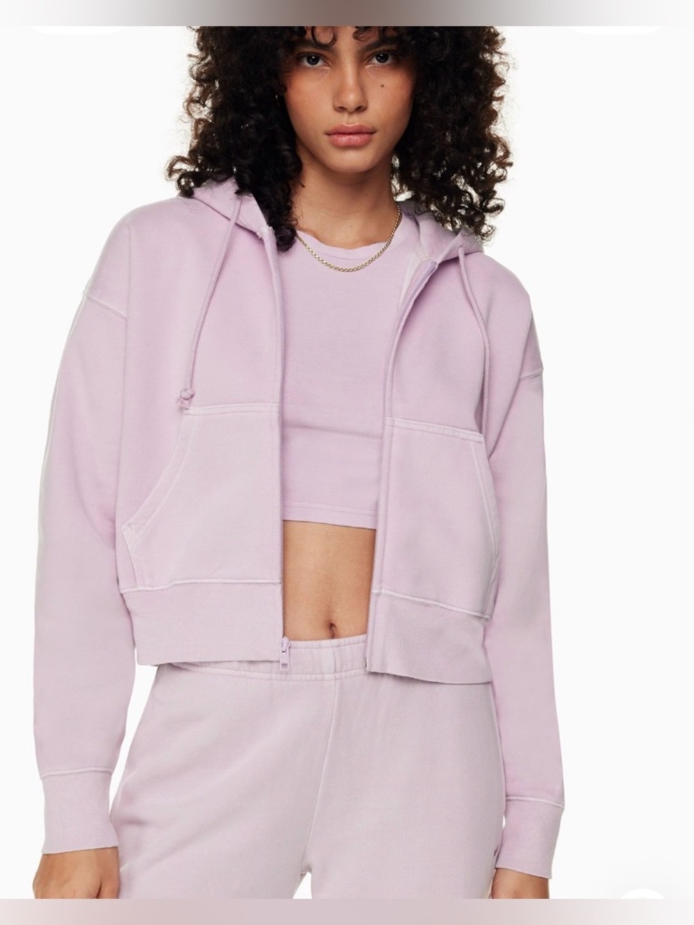 TNA cozy fleece boyfriend zip hoodie size XS- Lite lilac